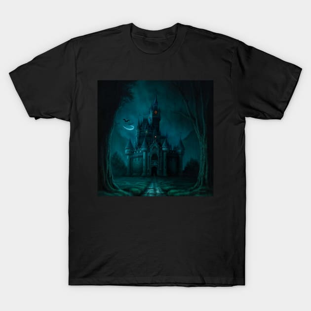 Haunted Castle in the Distance T-Shirt by CursedContent